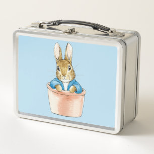 Classic Storybook Rabbit Sitting in Pot Plant    Metal Lunch Box