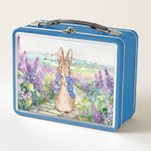 Classic Storybook rabbit with watercolour lilacs Metal Lunch Box