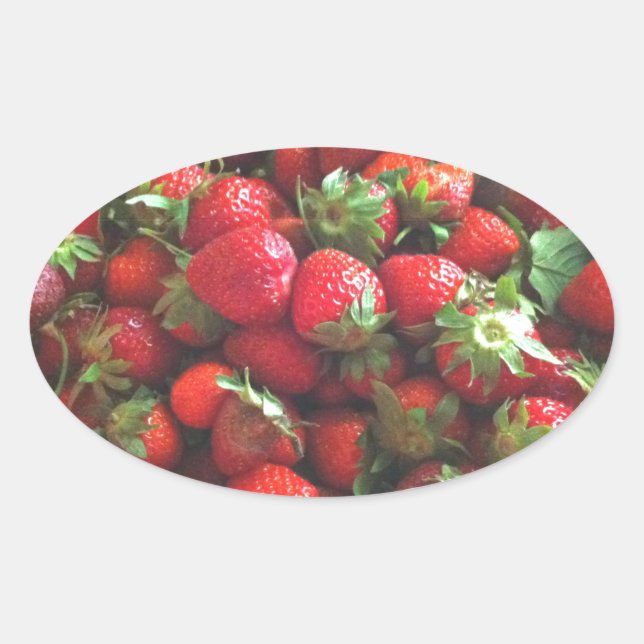 Classic Strawberries Oval Sticker (Front)