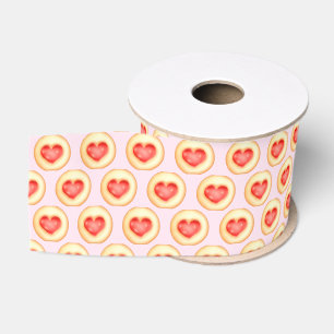 Classic Strawberry Heart Thumbprint Cookies Grosgrain Ribbon