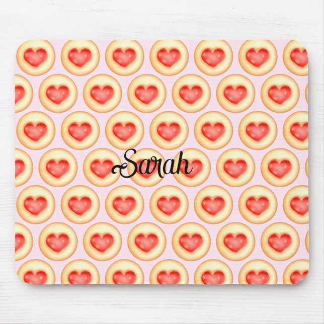 Classic Strawberry Heart Thumbprint Cookies Mouse Pad (Front)