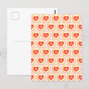 Classic Strawberry Heart Thumbprint Cookies Postcard