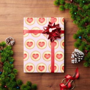 Classic Strawberry Heart Thumbprint Cookies Wrapping Paper