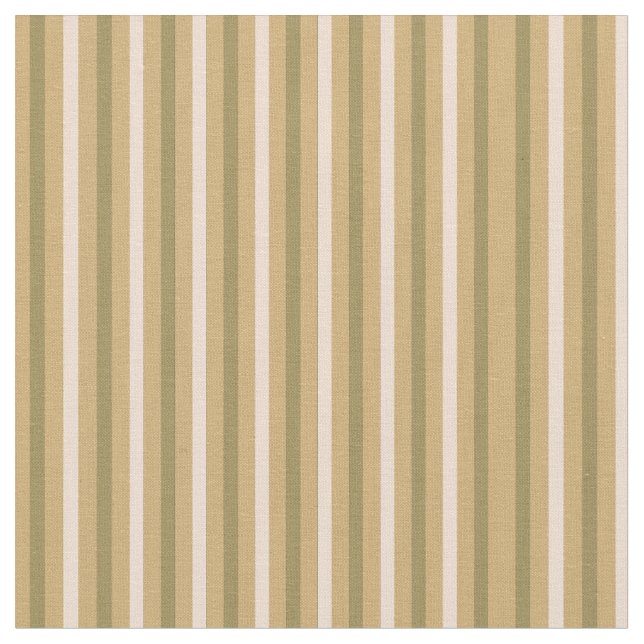 Classic Stripe Olive Green and Cream Fabric (Close Up)