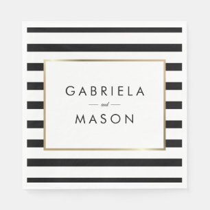 Classic Stripe Wedding    Faux Gold Foil Napkin