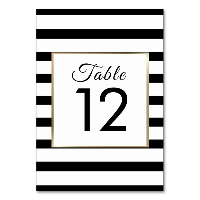 Classic Stripe Wedding  | Faux Gold Foil Table Number (Front)