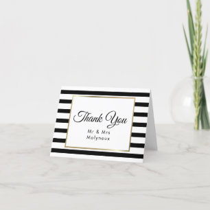 Classic Stripe Wedding Faux Gold Foil Thank You