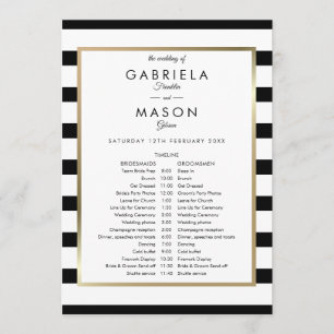 Classic Stripe Wedding Schedule Timeline Program