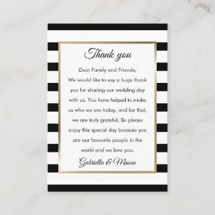 Classic Stripe Wedding Thank You Place Card
