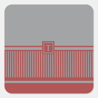 Classic Striped Monogram Square Sticker