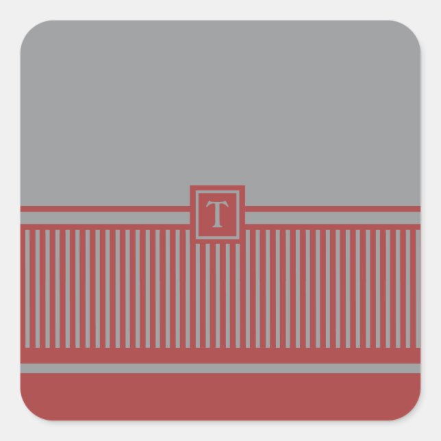 Classic Striped Monogram Square Sticker (Front)