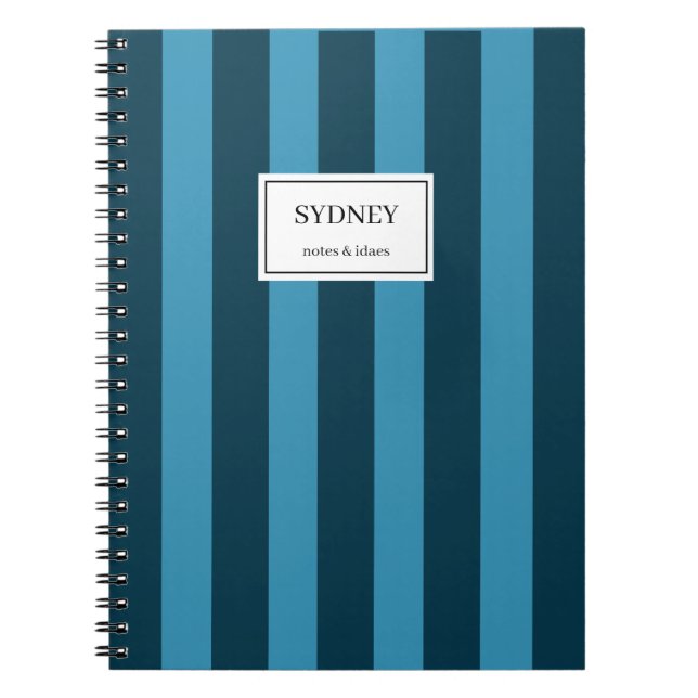 Classic Striped Notebook Custom Name Journal  (Front)