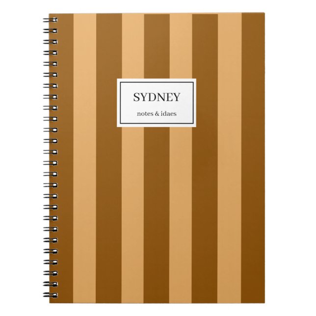 Classic Striped Notebook Custom Name Journal  (Front)