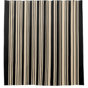 Classic Stripes Black and Taupe Shower Curtain