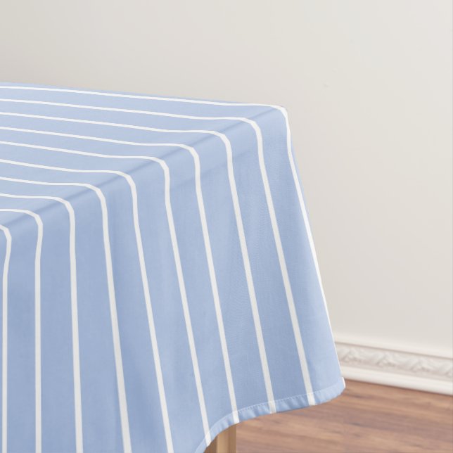 Classic Stripes Blue and White    Tablecloth (In Situ)