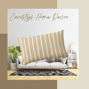 Classic Stripes Gold Tan and Cream  Lumbar Cushion