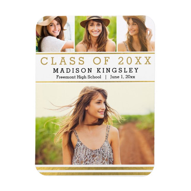 Classic Stripes Graduation Announcement Magnet (Vertical)