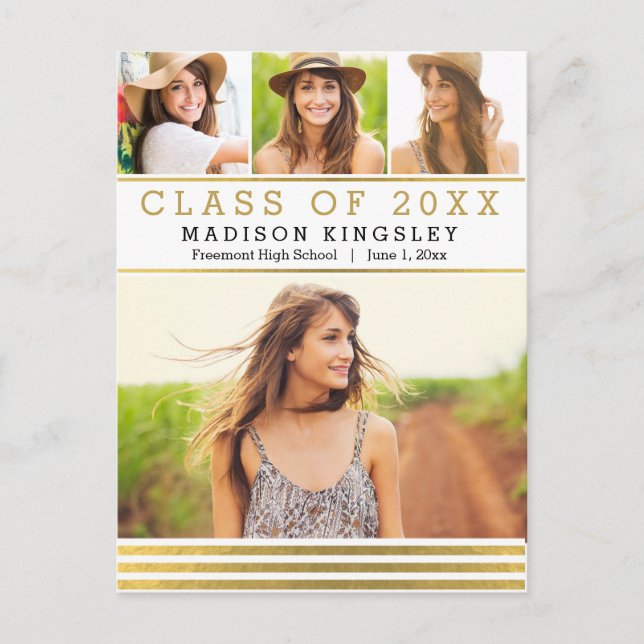 Classic Stripes Graduation Announcement Postcard (Front)