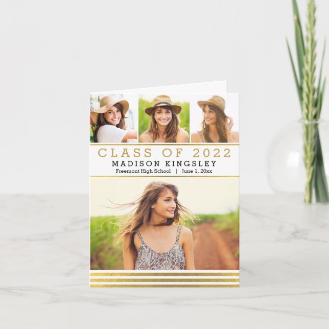 Classic Stripes Graduation Thank You Card (Front)