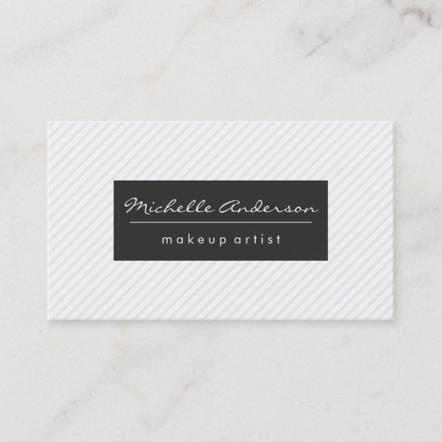 Classic Stripes Grey White Business Card (Front)