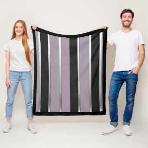Classic Stripes Purple Black and Silver Fleece Blanket