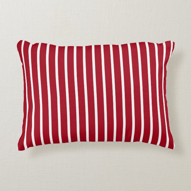 Classic Stripes Red and White  Decorative Cushion (Front)