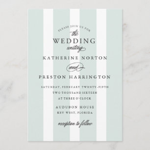 Classic Stripes Wedding Invitation in Light Blue