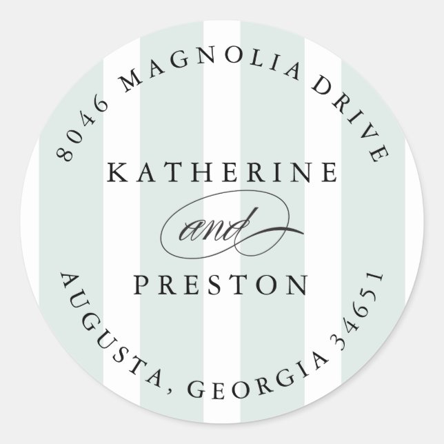 Classic Stripes Wedding Monogram Address Label (Front)