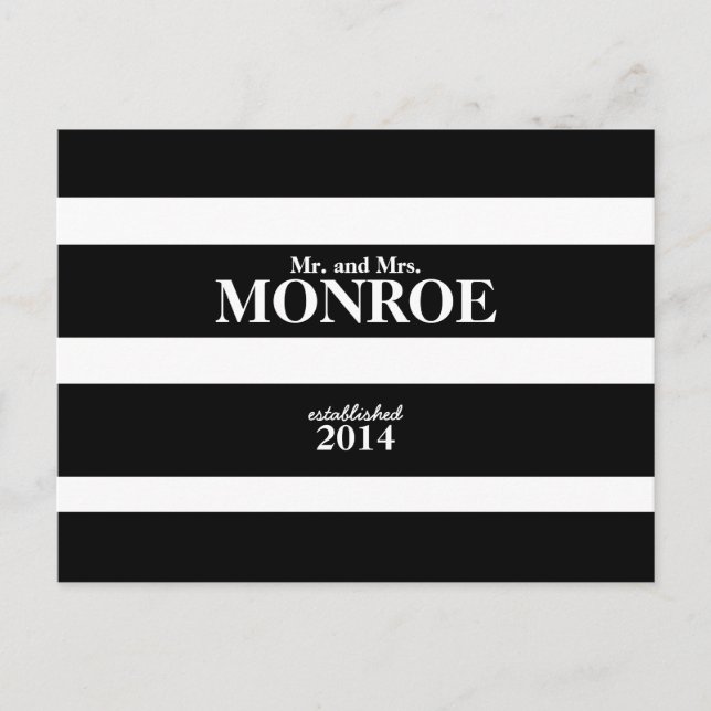 CLASSIC STRIPES WEDDING THANK YOU POSTCARD (Front)