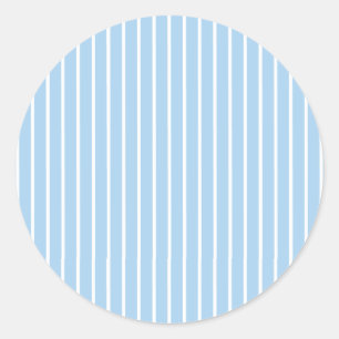 Classic Stripes White - Baby Blue Round Sticker