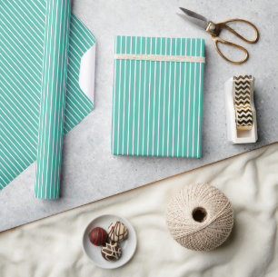 Classic Stripes White - Bluegrass Green Wrapping Paper
