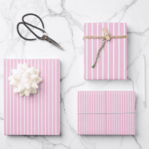 Classic Stripes White - Light Pink Wrapping Paper Sheet