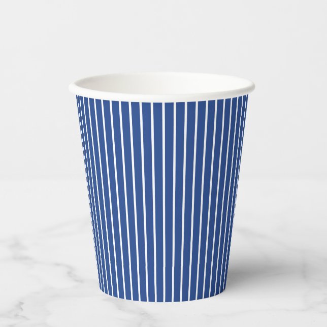 Classic Stripes White - True Blue Paper Cups (Front)