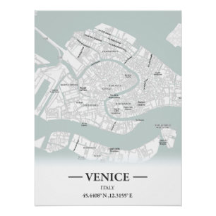 Classic style city map of Venice, Italy Poster