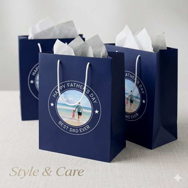 Classic Style Fathers Day Navy Medium Gift Bag (Classic Style Fathers Day Navy Medium Gift Bag)
