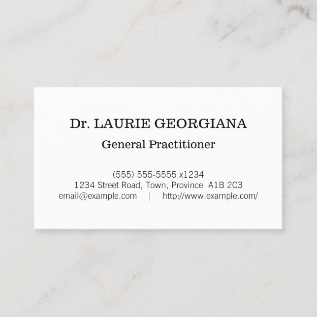 Classic Style Healthcare Specialist Business Card (Front)