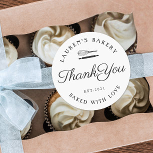 Classic Style Home Bakery Logo Thank You Round Sticker