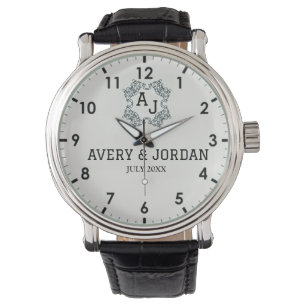 Classic style monograms with names and initials watch