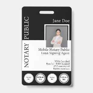 Classic Style Notary Public Badge with QR ID Badge