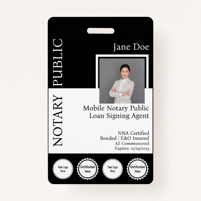 Classic Style Notary Public Badge with QR ID Badge (Front)