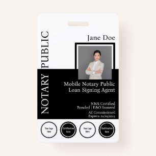 Classic Style Notary Public Badge with QR ID Badge