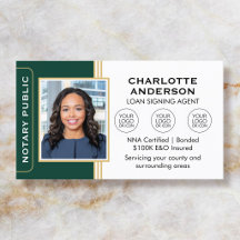 Classic Style Notary Signing Agent ID Green Gold