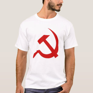 Classic Style Red Hammer & Sickle on White T-Shirt