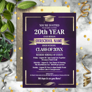 Classic Style School Colors Class Reunion Invitation