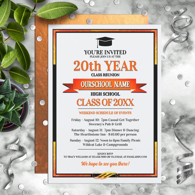 Classic Style School Colours Class Reunion Invitat Invitation (Creator Uploaded)