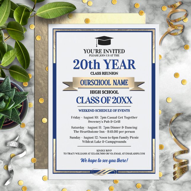 Classic Style School Colours Class Reunion Invitation (Creator Uploaded)