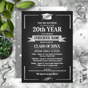 Classic Style School Colours Class Reunion Invitation