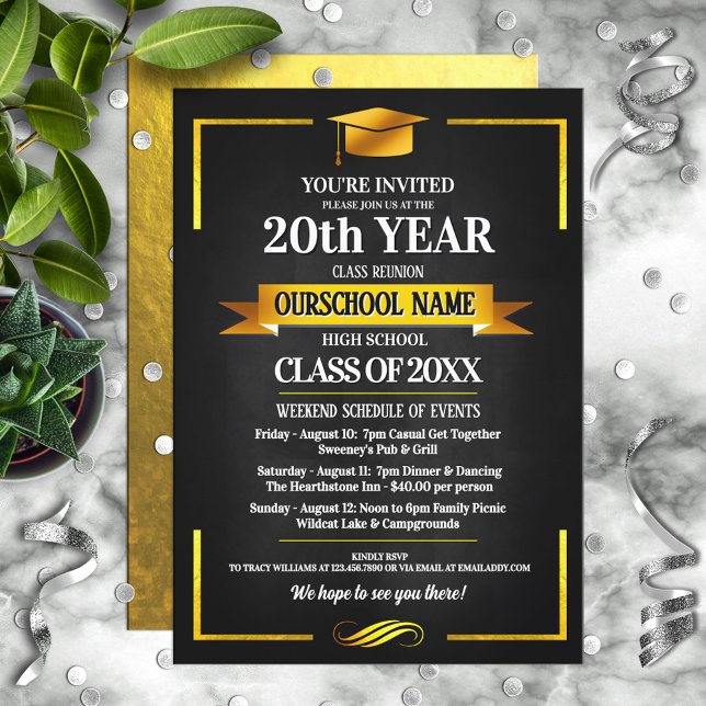 Classic Style School Colours Class Reunion Invitation (Creator Uploaded)