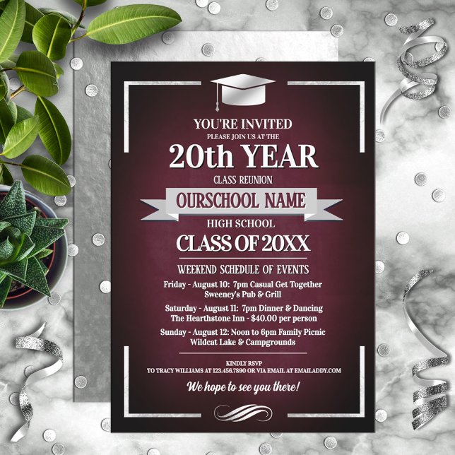 Classic Style School Colours Class Reunion Invitation (Creator Uploaded)