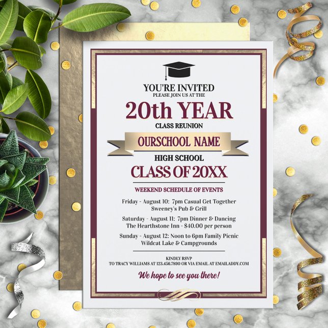 Classic Style School Colours Class Reunion Invitation (Creator Uploaded)